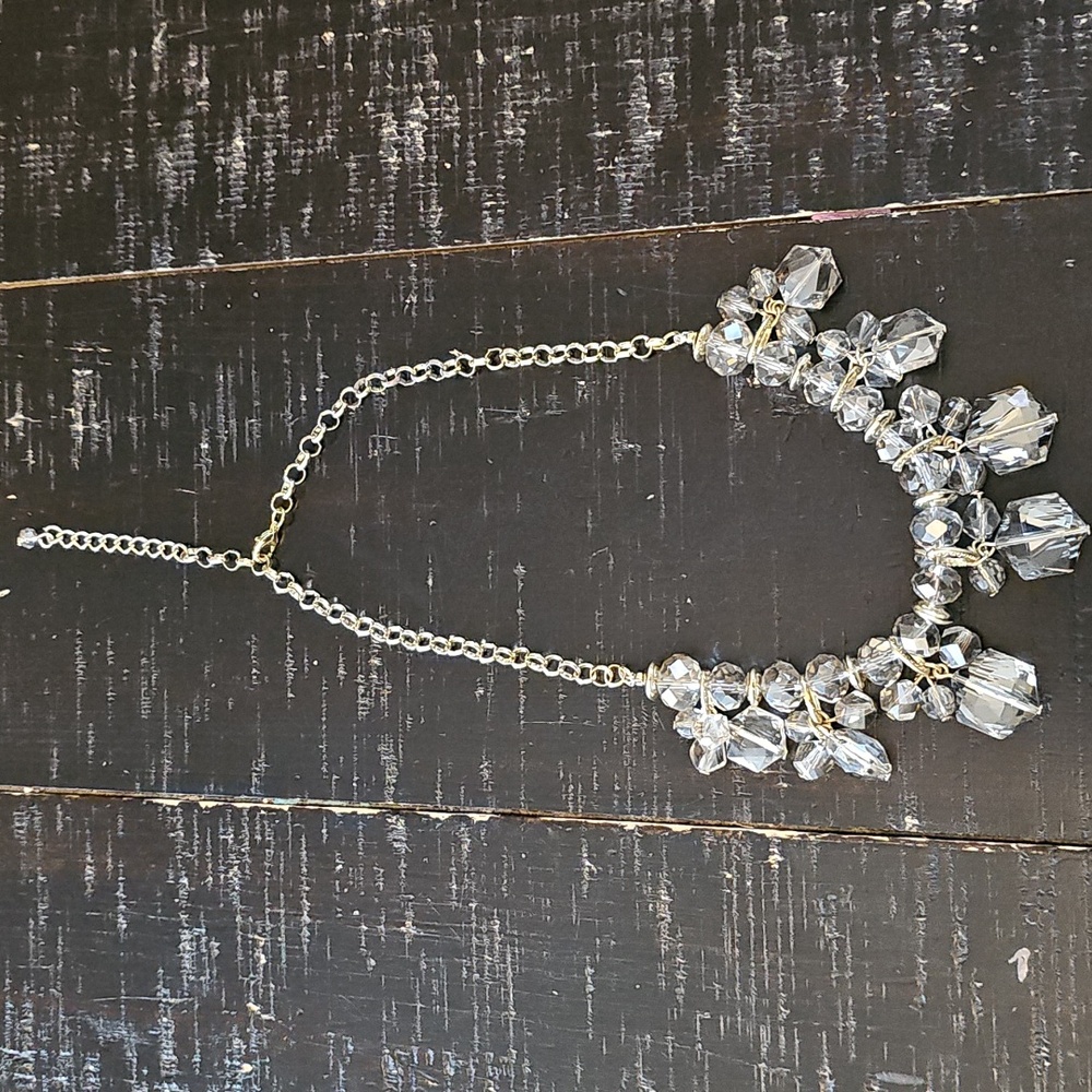 Gold and Glass Crystal Bib Necklace